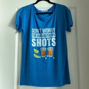 Ladies M (NWOT) Novelty T-shirt - cotton blend. Blue.